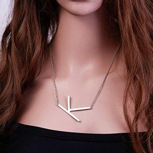 Stainless Steel Large Initial Necklace